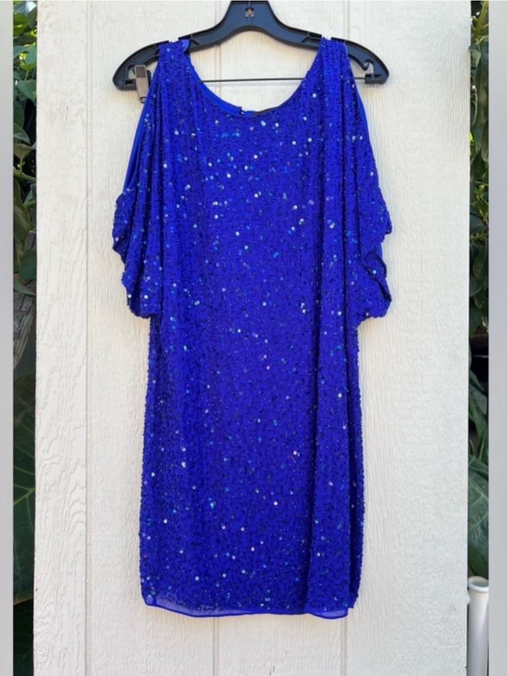 Aidan mattox sequin blue dress
